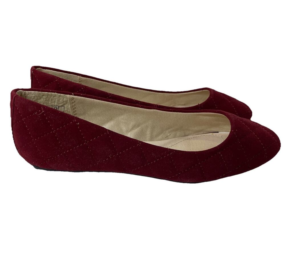 Lands End Soft Quilted Ballet Flats Merlot Size 7.5B NIB